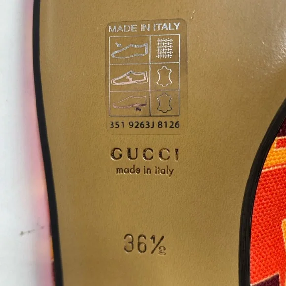 Gucci WOMEN’S ORANGE-RED PRINCETOWN HORSEBIT MULES Shoes EUR 36.5 US 6-6.5 NIB - Picture 11 of 14